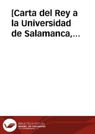 Portada:[Carta del Rey a la Universidad de Salamanca, 19-07-1617].