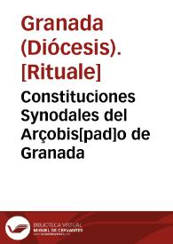 Portada:Constituciones Synodales del Arçobis[pad]o de Granada
