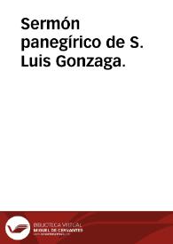Portada:Sermón panegírico de S. Luis Gonzaga.