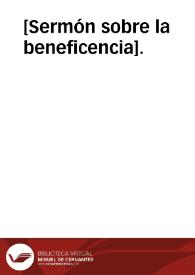 Portada:[Sermón sobre la beneficencia].