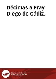 Portada:Décimas a Fray Diego de Cádiz.