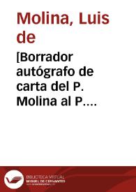 Portada:[Borrador autógrafo de carta del P. Molina al P. General].
