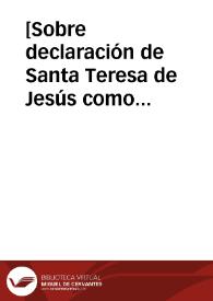 Portada:[Sobre declaración de Santa Teresa de Jesús como patrona de Bujalance (Córdoba)].