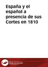 Portada:España y el español a presencia de sus Cortes en 1810