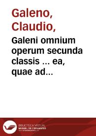 Portada:Galeni omnium operum secunda classis ... ea, quae ad sanitatem, morbumq., &amp; item ad eorum causas, &amp; signa pertinent...