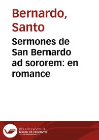 Portada:Sermones de San Bernardo ad sororem : en romance