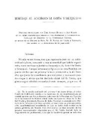 Portada:Homenaje al Académico Sr. Ureña y Smenjaud / Adolfo Bonilla y San Martín