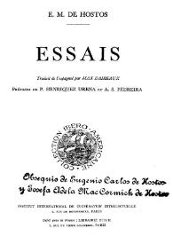 Portada:Essais / E.M. de Hostos; traduit de l'espagnol par Max Daireaux; prefaces de P. Henriquez Ureña, et A.S. Pedreira