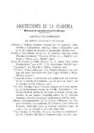 Portada:Adquisiciones de la Academia durante el segundo semestre de 1921