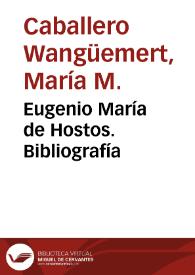 Portada:Eugenio María de Hostos. Bibliografía