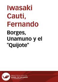 Portada:Borges, Unamuno y el \"Quijote\" / Fernando Iwasaki