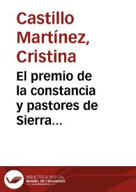 Portada:El premio de la constancia y pastores de Sierra Bermeja -(Madrid, 1620), de Jacinto de Espinel Adorno-; la experiencia del más allá / Cristina Castillo Martínez