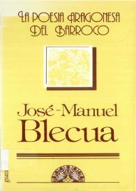 Portada:La poesía aragonesa del Barroco / edición de José Manuel Blecua