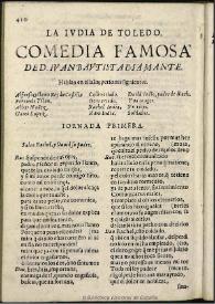 Portada:La Iudia de Toledo / de D. Iuan Bautista Diamante