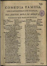 Portada:Los carboneros de Francia / del doctor Mira de Mescua