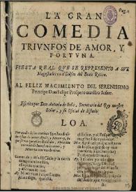 Portada:Triunfos de amor y fortuna [1681] / de Don Antonio de Solís