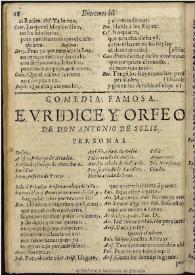 Portada:Euridice y Orfeo / de Don Antonio de Solís