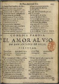 Portada:El amor al uso [1681] / de Don Antonio de Solís