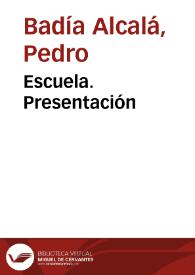 Portada:Escuela. Presentación / Carmen Navarro