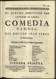 Portada:El diuino portugues San Antonio de Padua / del doctor Iuan Perez de Montaluan