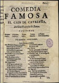 Portada:El Cain de Cataluña / de Don Francisco de Roxas
