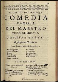 Portada:El castigo del penseque : Primera parte / del Maestro Tirso de Molina
