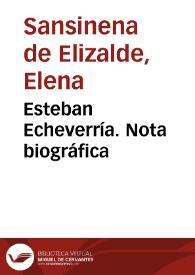 Portada:Esteban Echeverría. Nota biográfica