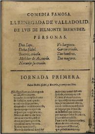 Portada:La renegada de Valladolid / de Luis de Belmonte Bermudez
