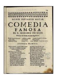 Portada:Morir pensando matar / de D. Francisco de Rojas