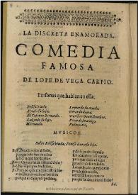 Portada:La discreta enamorada / de Lope de Vega Carpio