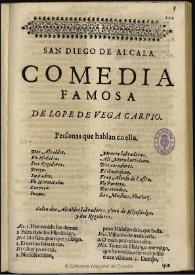 Portada:San Diego de Alcalá / de Lope de Vega Carpio