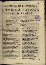 Portada:El respeto en el ausencia / de Gaspar de Auila