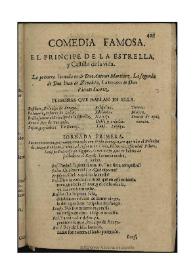 Portada:El principe de la estrella, y castillo de la vida / la primera iornada es de Don Antonio Martinez; la segunda de Don Iuan de Zavaleta; la tercera de Don Vicente Suarez