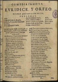Euridice y Orfeo [1662] / de don Antonio de Solis