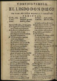 Portada:El lindo don Diego / de don Agustin Moreto y Cabañas