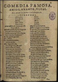 Portada:Amigo, amante y leal / de don Pedro Calderon