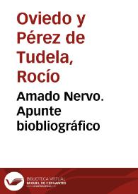 Portada:Amado Nervo. Apunte biobliográfico / M.ª Rocío Oviedo Pérez de Tudela