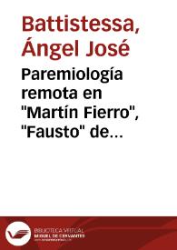 Portada:Paremiología remota en \"Martín Fierro\", \"Fausto\" de Estanislao del Campo