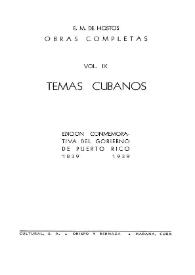 Portada:Temas cubanos / E. M. de Hostos