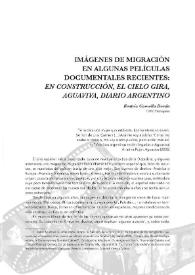 Portada:Imágenes de migración en algunas películas documentales recientes : En construcción, El cielo gira, Aguaviva, Diario argentino / Beatriz Comella Dorda