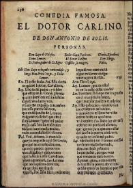 Portada:El doctor Carlino [1681] / [Antonio de Solís]