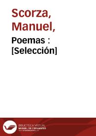 Portada:Poemas : [Selección] / Manuel Scorza; ed. lit. de Dunia Gras Miravet