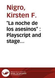 Portada:\"La noche de los asesinos\" : Playscript and stage enactment / Kirsten F. Nigro