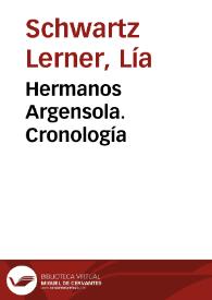 Portada:Hermanos Argensola. Cronología / Lía Schwart e Isabel Pérez Cuenca