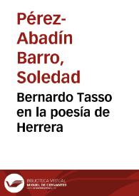 Portada:Bernardo Tasso en la poesía de Herrera / Soledad Pérez-Abadín Barro