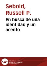 Portada:En busca de una identidad y un acento / Russell P. Sebold
