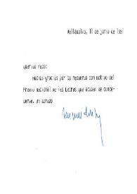 Portada:Carta de Miguel Delibes a Francisco Rabal. 11 de junio de 1991