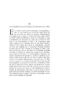 Portada:La Academia de la Historia y su Director en 1782 / Julio Puyol