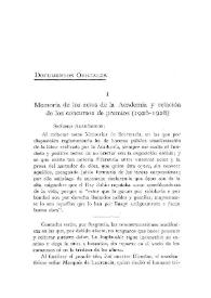 Portada:Memoria de los actos de la Academia y relación de los concursos de premios (1926-1928) / Vicente Castañeda