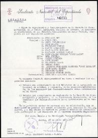 Portada:Notificación a Francisco Rabal de la constitución de una comisión organizadora del Sindicato Nacional de Actores. Madrid, 28 de junio de 1958